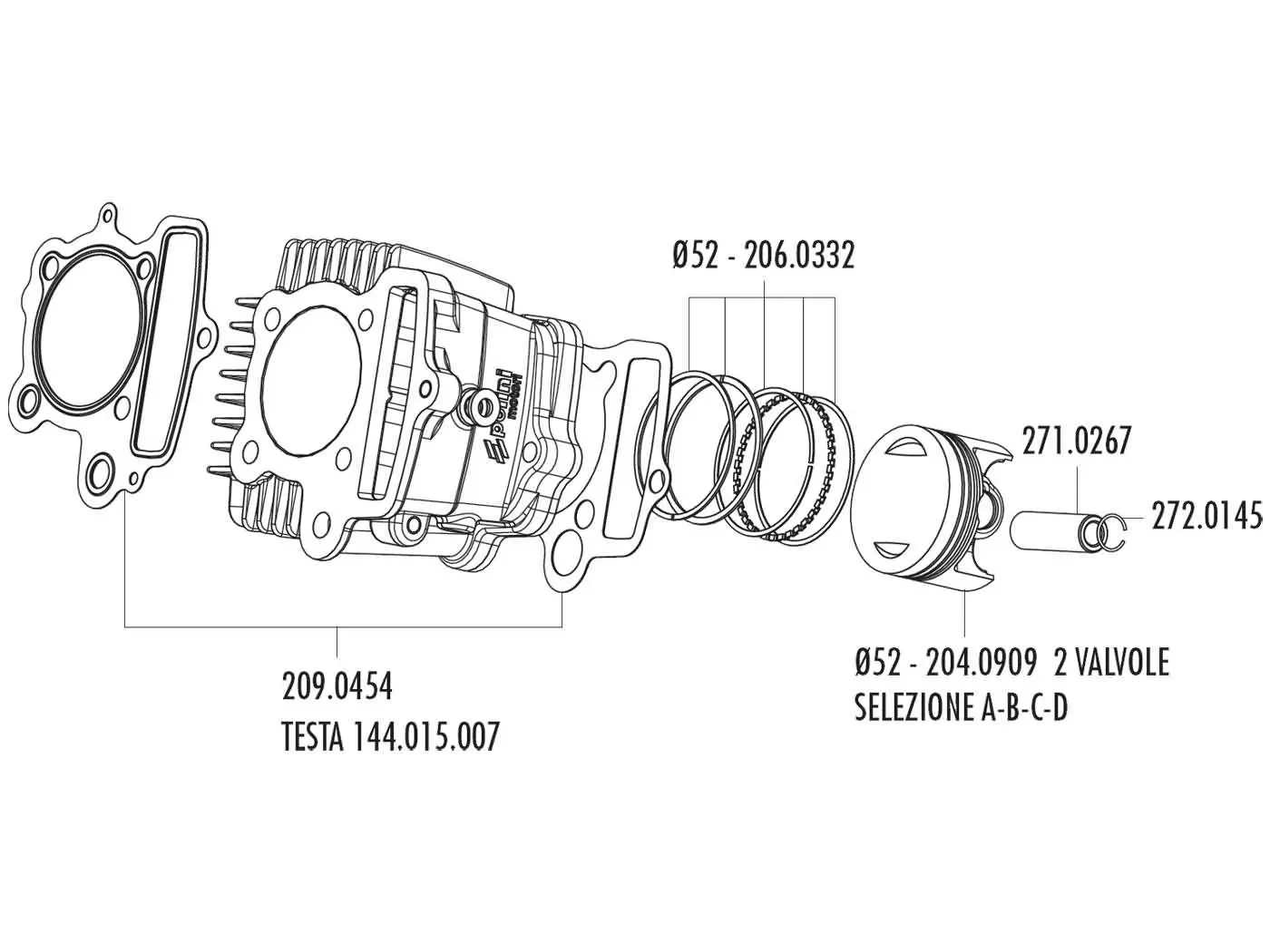 Pakkingset Cilinderkop Polini 87cc voor Honda XR 50, Polini XP4T 50