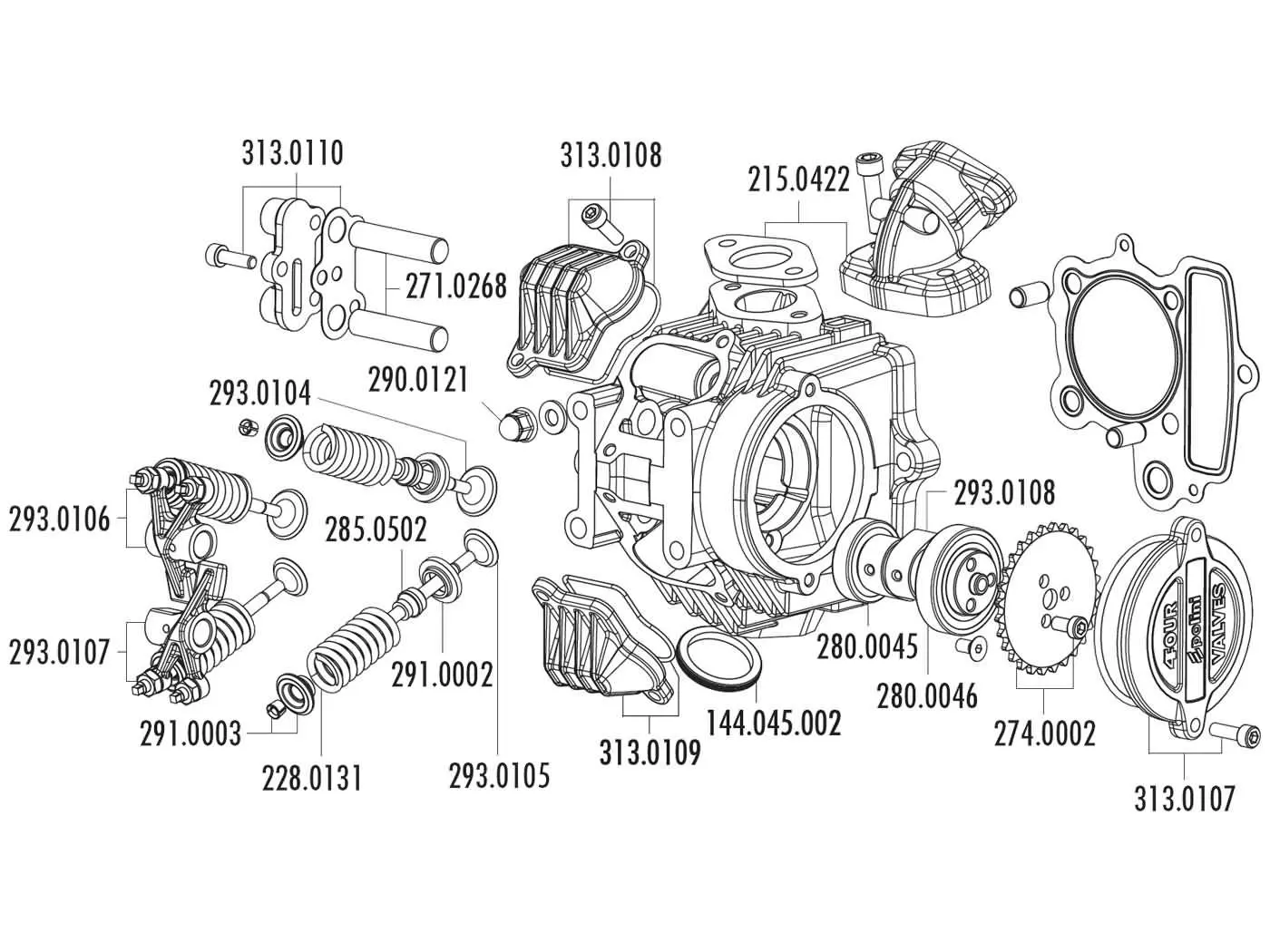 Nockenwellenrad Polini Z=28 voor 4V Cilinderkop voor Honda XR 50, Polini XP4T