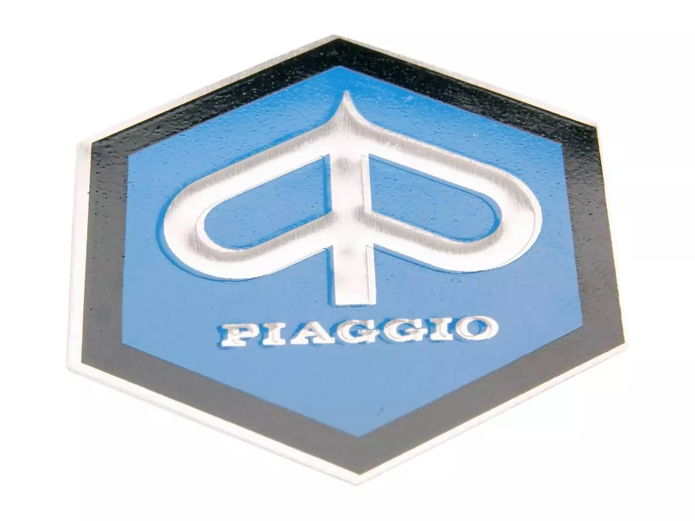 Embleem Piaggio om te plakken 6 hoekig 42mm glatt voor Kaskade voor Piaggio Ape, Vespa Gl, Rally
