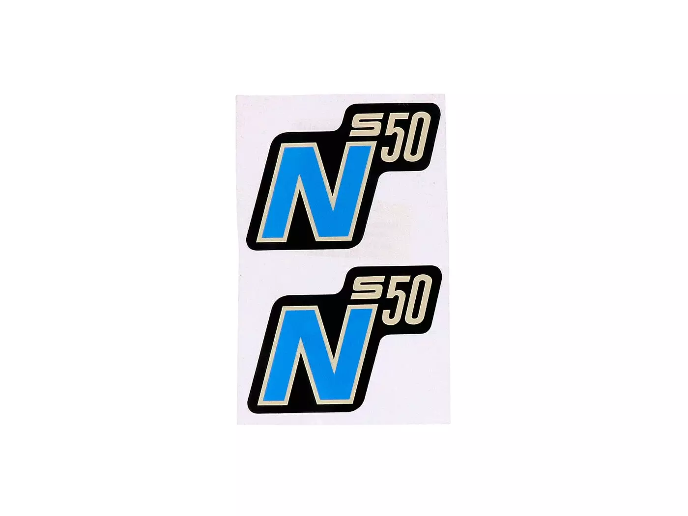 Schriftzug S50 N Folie / Sticker Zwart-blauw 2 Stuks voor Simson S50N