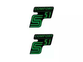 Schriftzug S51 Comfort Folie / Sticker zwart-Groen 2 Stuks voor Simson S51