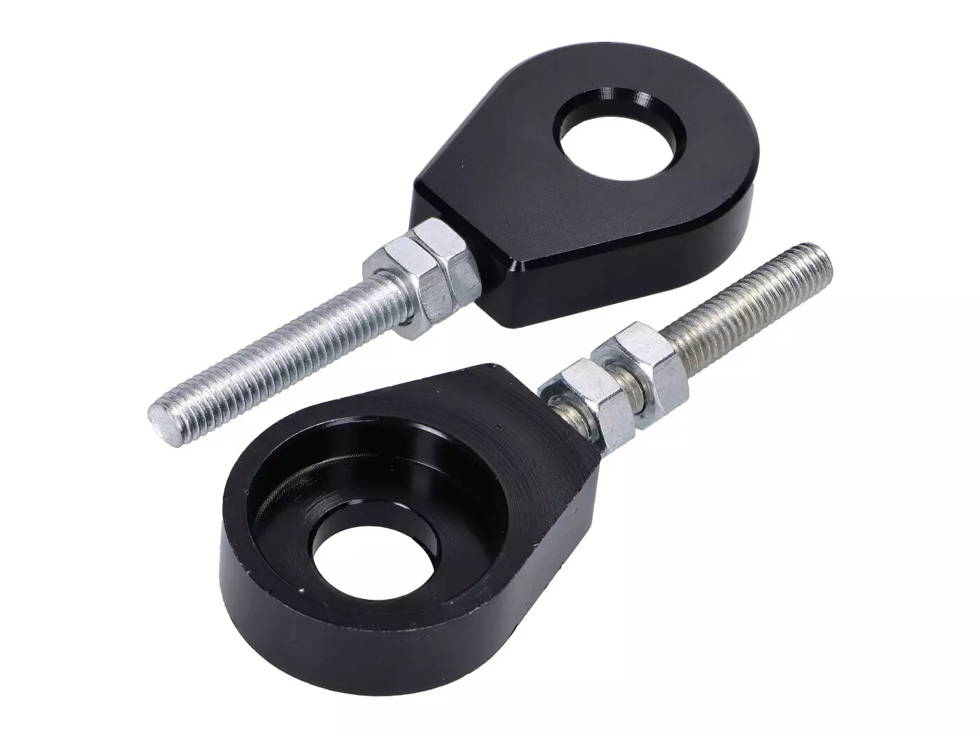 Radspanner / Kettenspanner Set Aluminium zwart geanodiseerd 12mm