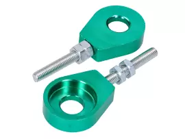 Radspanner / Kettenspanner Set Aluminium Groen geanodiseerd 12mm