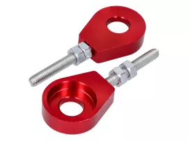 Radspanner / Kettenspanner Set Aluminium rood geanodiseerd 12mm
