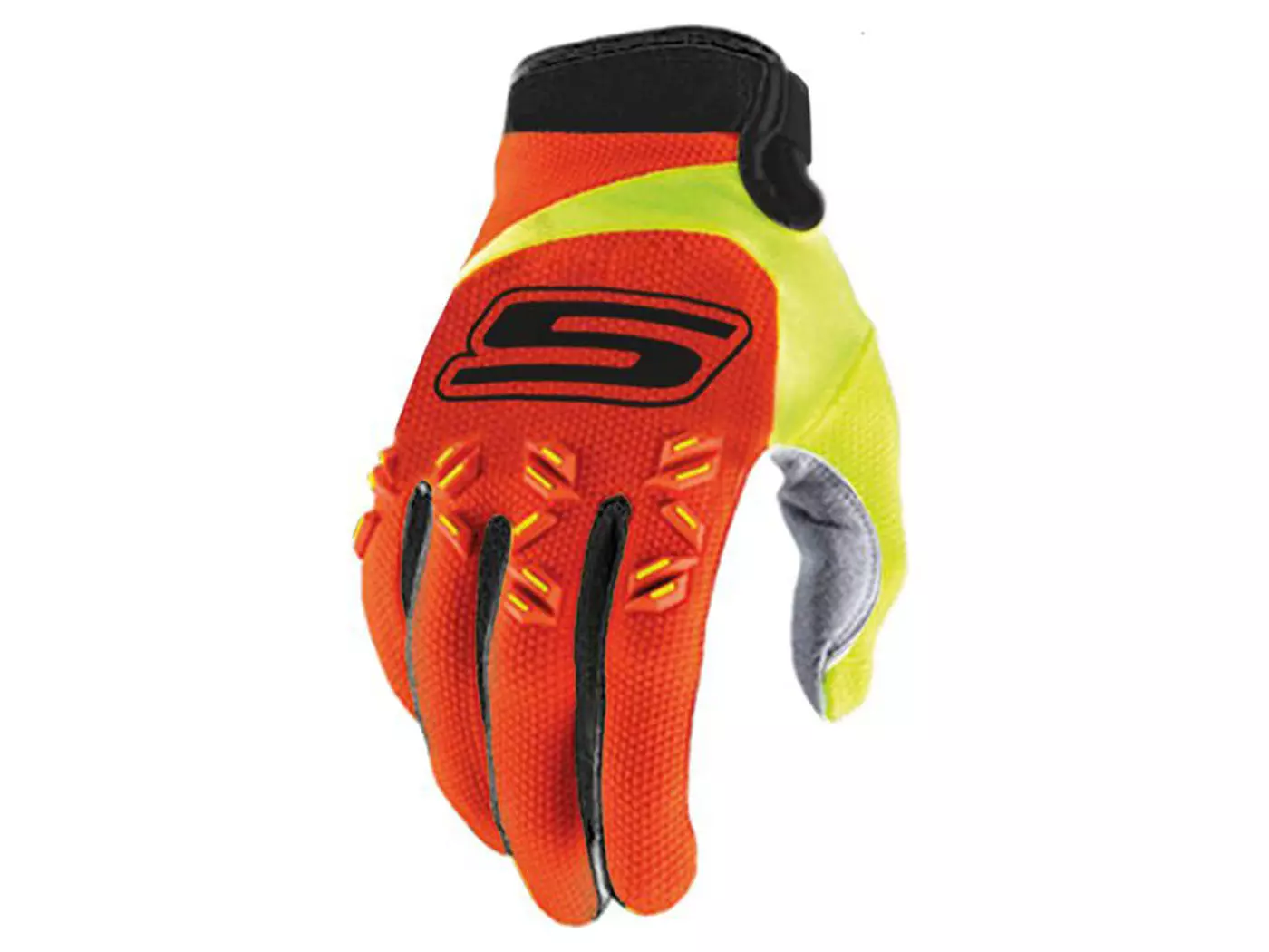 Handschoenen MX S-Line homologiert, orange / fluo-gelb - Maat S