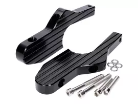 Adapter Voetsteun Set Bijrijder Aluminium CNC zwart mat voor Vespa GT, GTS, GTV