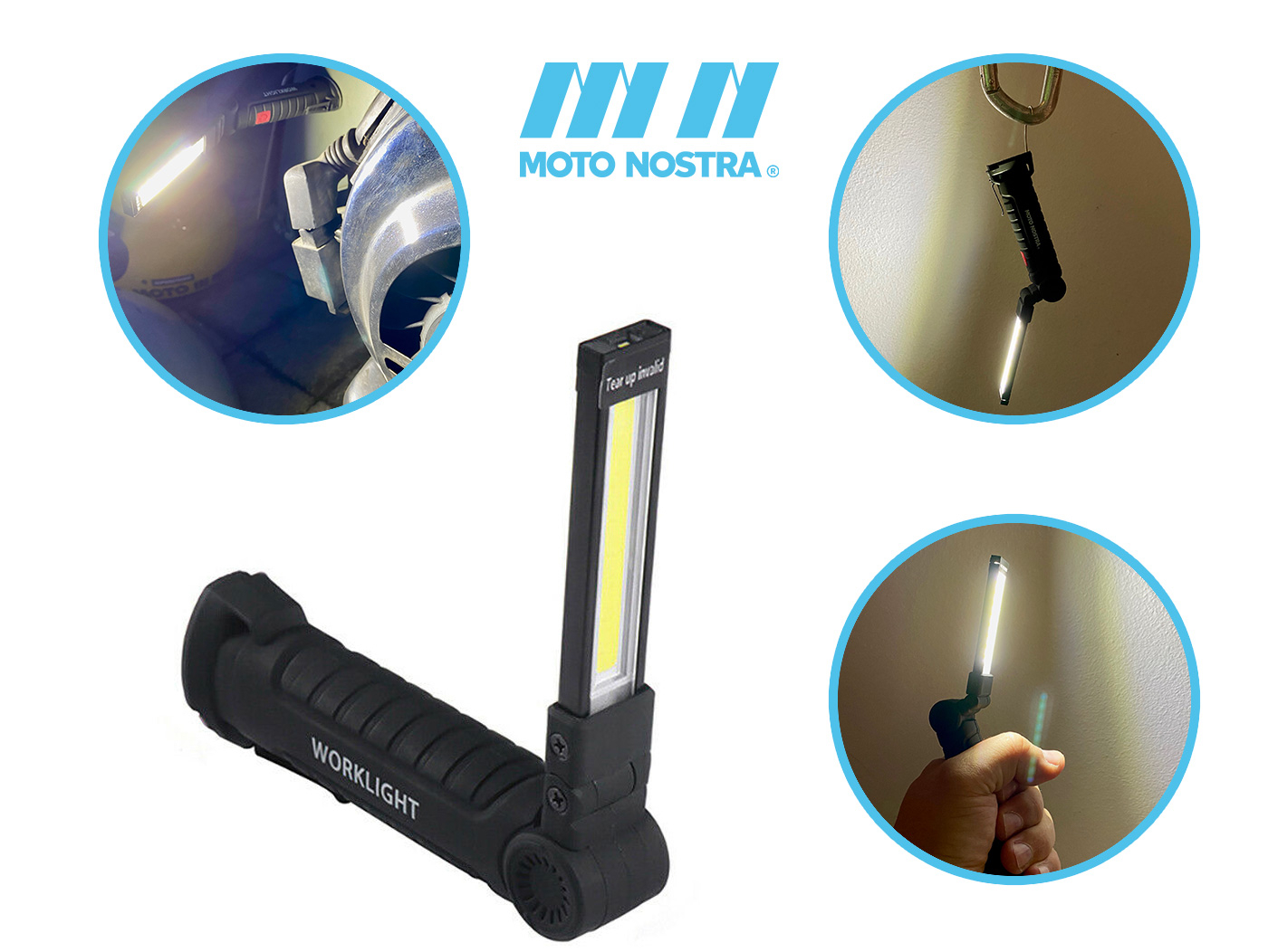 Taschenlampe Inspektionsleuchte Moto Nostra cob LED met Magnetfuß, 250lm 112x36mm, incl. Micro USB Ladekabel