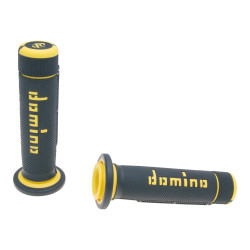 Handvaten set Domino A180 ATV Daumengas 22/22mm zwart-gelb