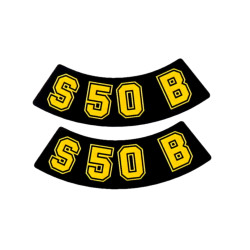 Schriftzug S50 B Folie / Sticker zwart-gelb 2 Stuks voor Simson S50