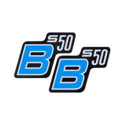Schriftzug S50 B Folie / Sticker zwart-lichtblauw 2 Stuks voor Simson S50