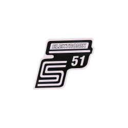 Schriftzug S51 Elektronik Folie / Sticker wit voor Simson S51
