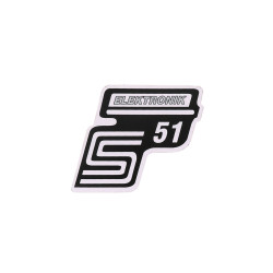 Schriftzug Set S51 Elektronik Folie / Sticker zilver voor Simson S51