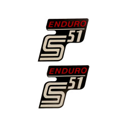 Schriftzug S51 Enduro Folie / Sticker zwart-rot 2 Stuks voor Simson S51