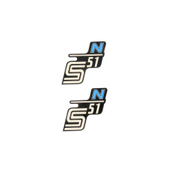 Schriftzug S51 N Folie / Sticker zwart-lichtblauw 2 Stuks voor Simson S51N