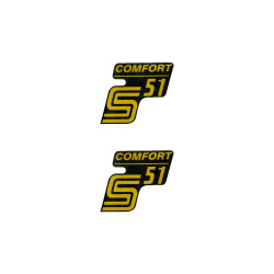 Schriftzug S51 Comfort Folie / Sticker zwart-gelb 2 Stuks voor Simson S51
