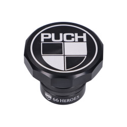 Tankdop 66Heroes Aluminium zwart met Puch-Logo voor Puch Maxi S, N