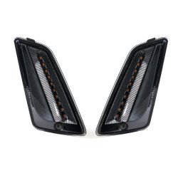 Knipperlicht Set voorkant Moto Nostra (van Bj.2014) dynamisches LED Lauflicht, Dagrij verlichting (E-Goedkeuring) Vespa GT, GTL, GTV, GTS 125-300 smoked