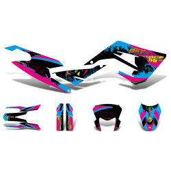 Dekor / Sticker Kit zwart-pink-blau Glanzend voor Derbi Senda 50 2018