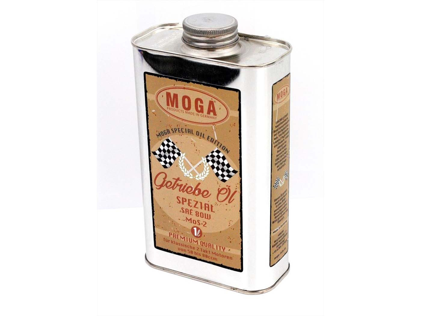 Aandrijving Öl Spezial MOGA 1 Liter SAE80 MoS-2 Klassik in Blechdose voor Brommer Brommer Mokick