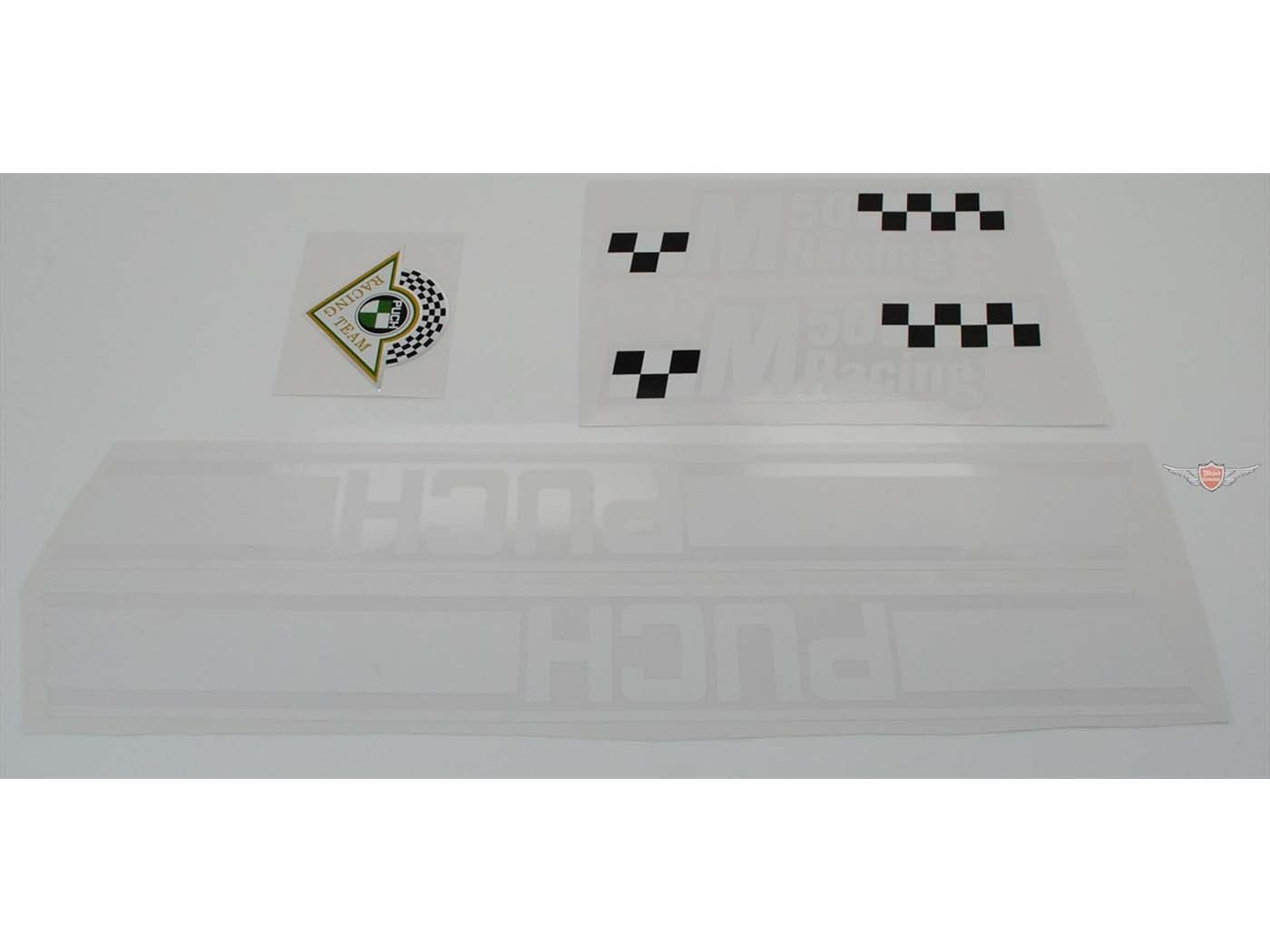 Sticker Set Tank Kap 5-delig wit voor Puch M 50 Racing Brommer Mokick