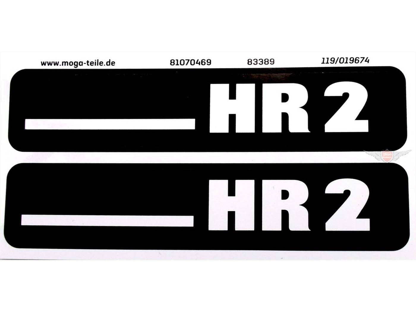 Sticker Set MOGA 2 Stuks 105mm x 21mm Hoogte voor Hercules Hobby Rider HR 2