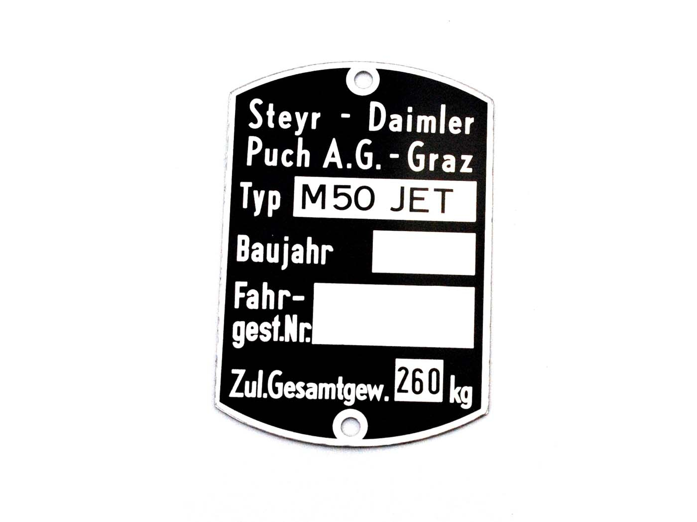 Rahmen Typenschild Maße 59 x 40mm voor Puch M 50 Jet