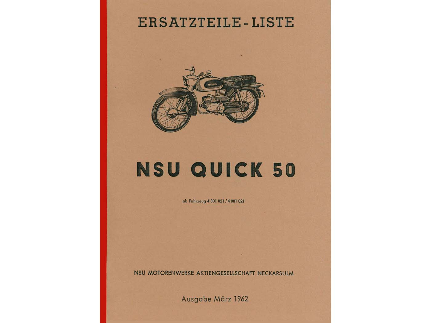 Teilekatalog Nachdruck Quick voor NSU Quick50