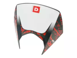 Koplampspoiler Bovendeel OEM wit-schwarz-rot voor Derbi Senda DRD Pro