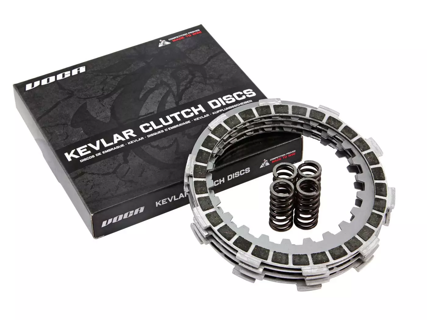 Koppelingsplaten Set VOCA Race Kevlar 4-Reibscheiben-Koppeling voor Minarelli AM, Generic, KSR-Moto, Keeway, Motobi, Ride, 1E40MA, 1E40MB
